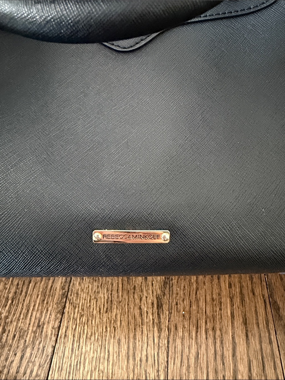 Rebecca Minkoff Black Satchel with Gold Corner Accents - Picture 4 of 10